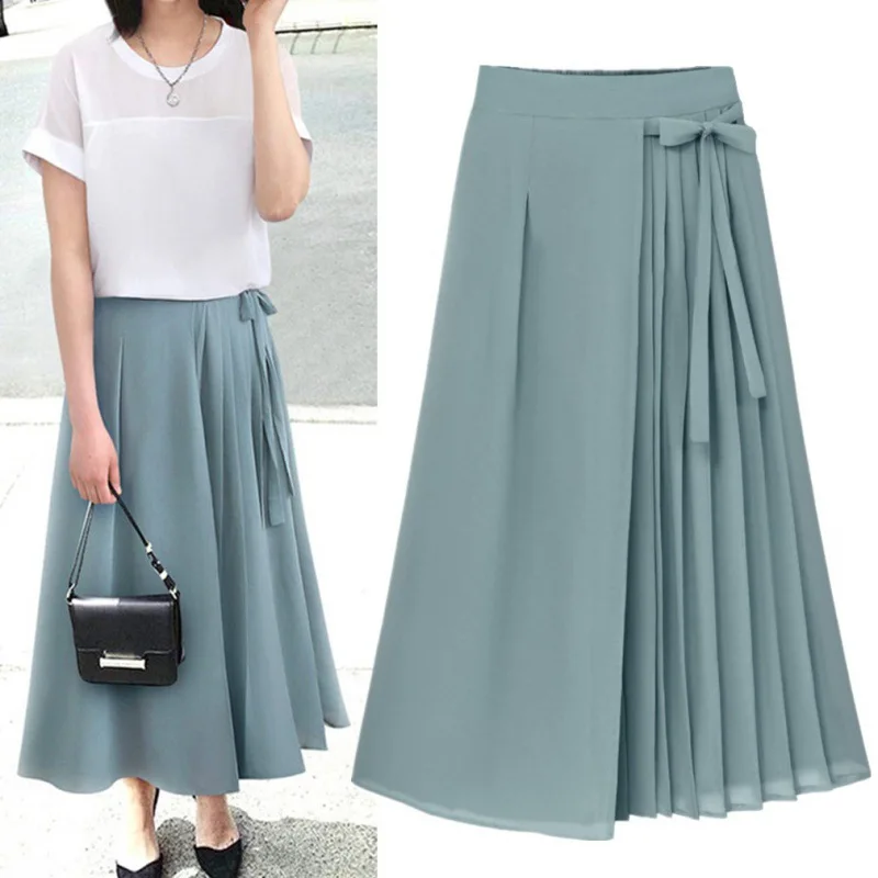 

Women's Summer New Chiffon Trousers Spring and Autumn Elastic Waist Casual Trousers Skirt