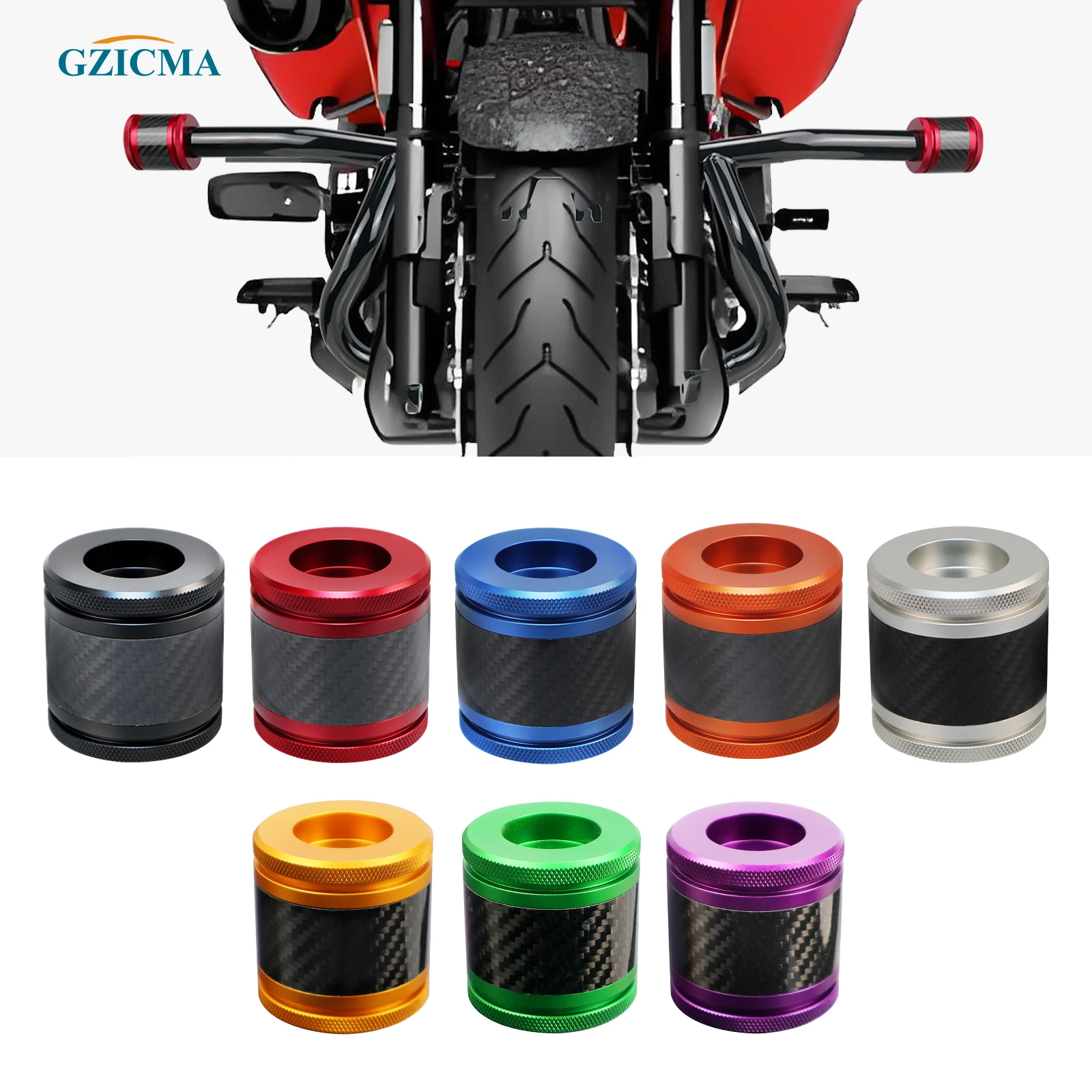 

GZICMA Highway Peg Motorcycle Crash Bar CNC Sliders End Caps for Harley Touring Softail Engine Guard Saddlebag Guard