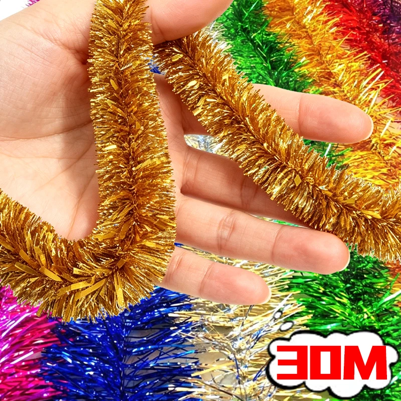 Ribbon Garland Cane Xmas Foil Tinsel Glitter Rattan Colorful Strips for Christmas Tree Bar Tops Wedding Party Decoration Supply