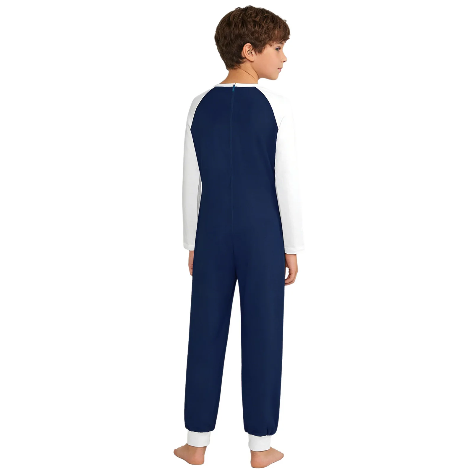 Kids Boys Girls Special Needs Adaptive Clothing Jumpsuit Round Neck Long Sleeve Anti-stripping Back Invisible Zipper Bodysuit
