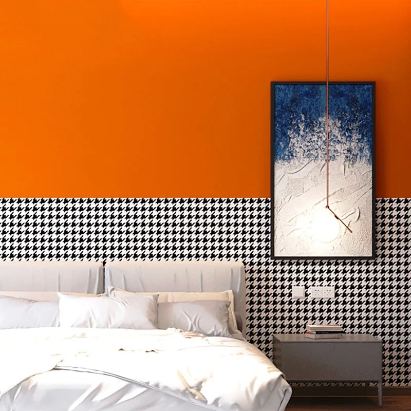 Thousand Bird Pattern Wallpaper Nordic Style Luxury Bedroom Living Room Headboard Sofa Background Orange Red Wallpaper