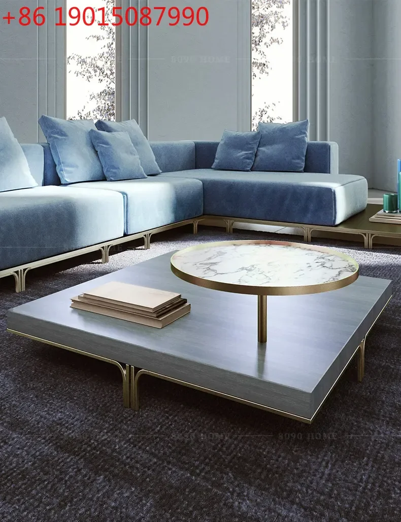 Light luxury Italian style home improvement furniture/household square creative metal coffee table