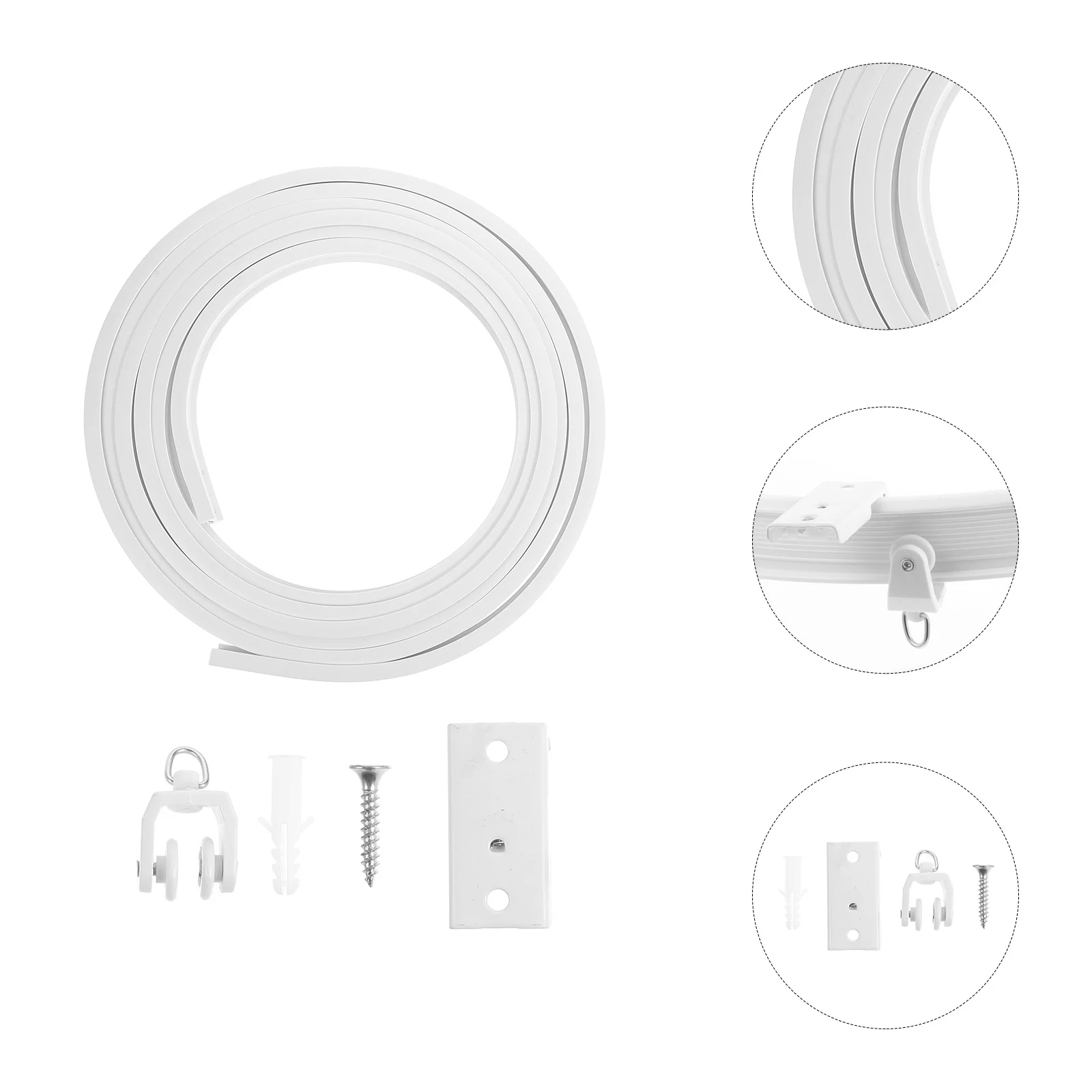 

1Set Plastic Steel Curtain Track Flexible Bendable Curtain Slider Ceiling Mount Bay Window Rail Ceiling Track for Curtains