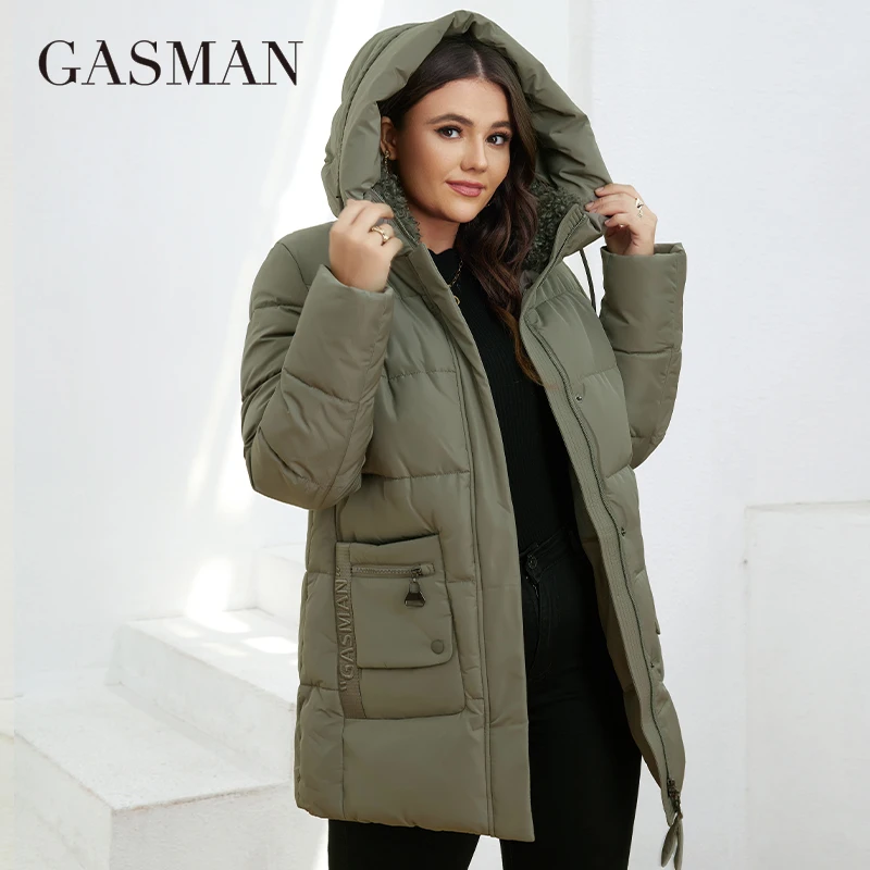 GASMAN 2022 Fashion Down Jacket Women\'s Plus Size Short Casual Hooded Pocket Parkas Women Female Coat Outwear GM-82211