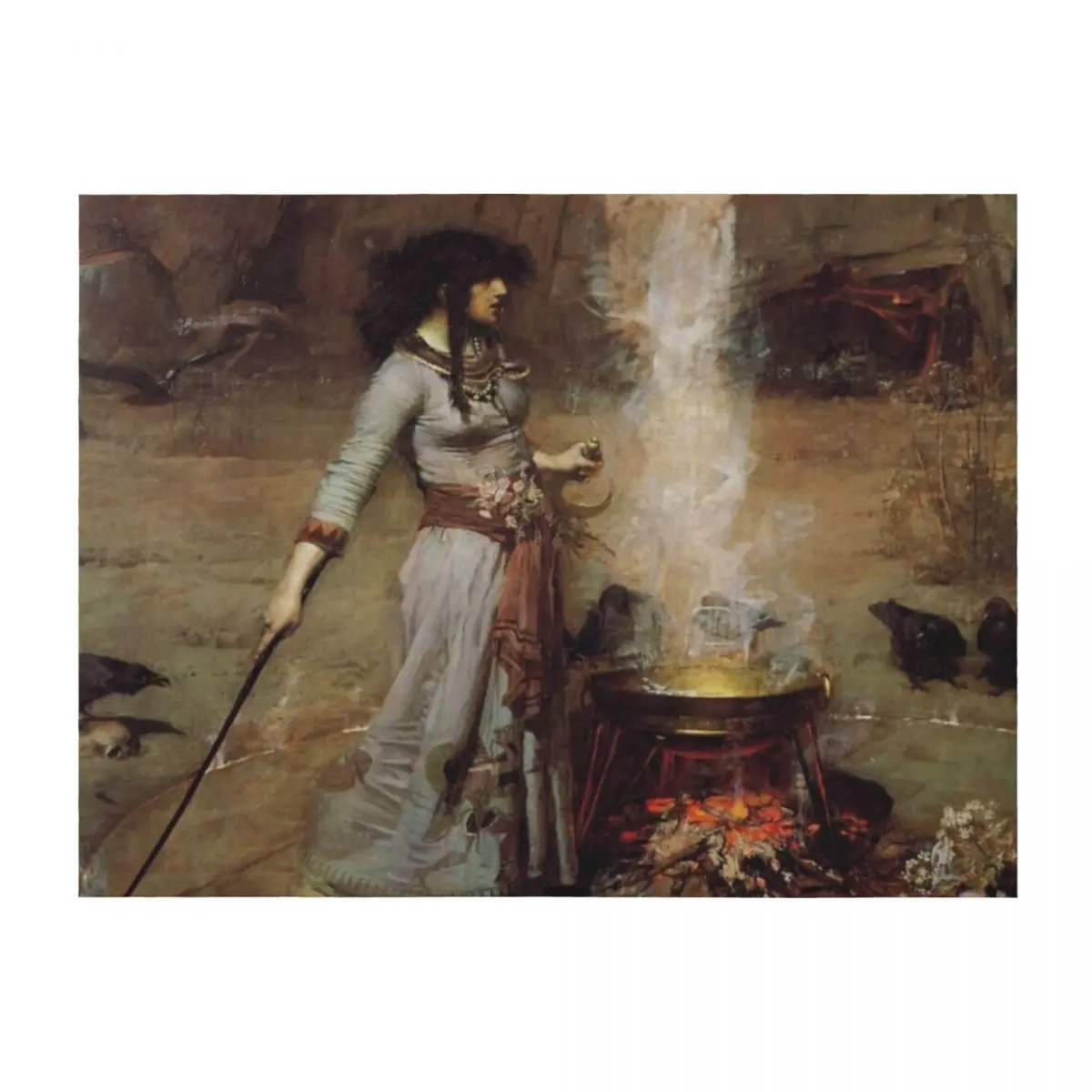 

John William Waterhouse - The Magic Circle Throw Blanket Polar Beautifuls Hair christmas gifts Blankets