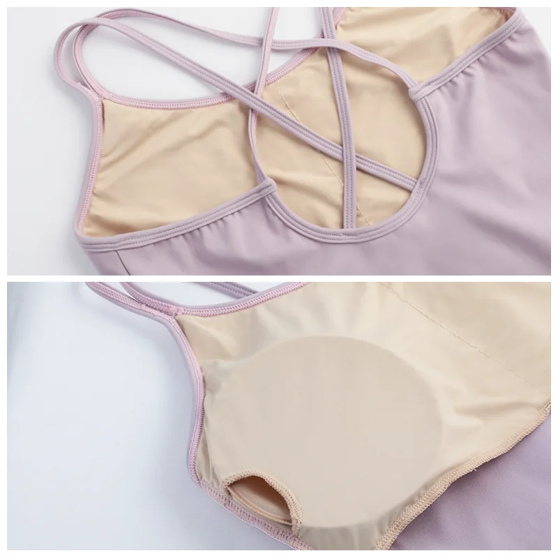 Women Ballet Leotards Double Straps Dance Bodysuit Girls Adult Dance Camisole Ballet Dancewear Resilient Gymnastics Leotards
