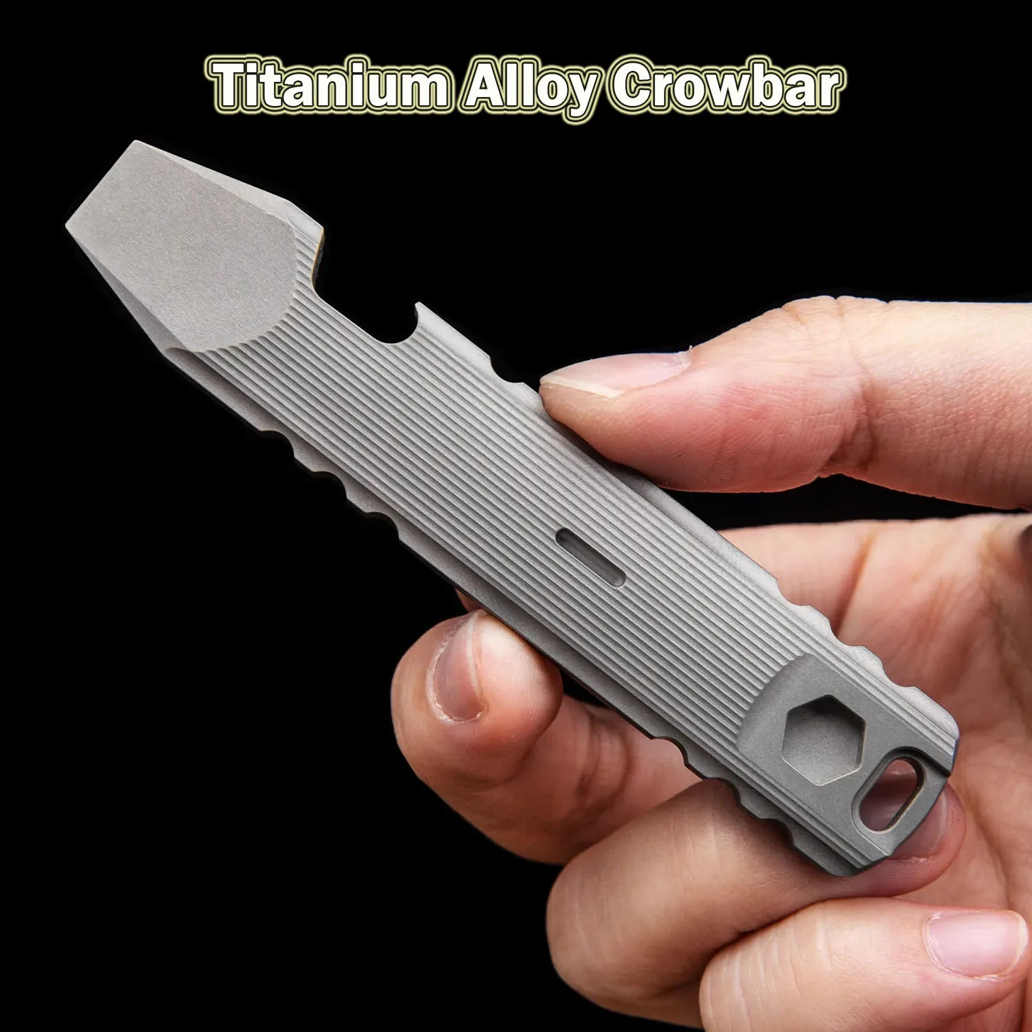 Multifuncional Titanium Alloy Crowbar, Outdoor Camping ferramenta abridor de garrafas, EDC Metal Pry Bar, New Nail Pryer, 9,4 centímetros