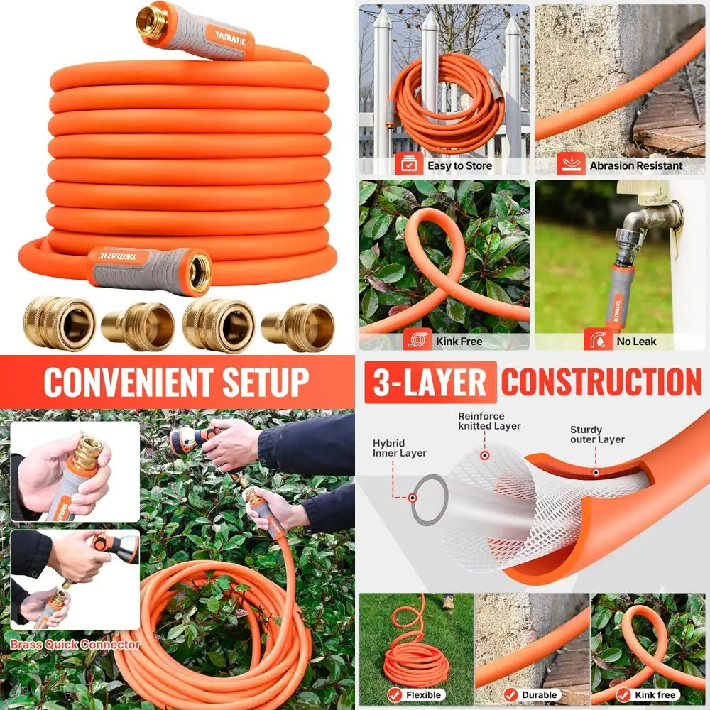 

Flexible Lightweight 60ft Garden Hose with 5/8 Inch Diameter, High-Pressure 600 PSI, Ergonomic Swivel Connections, Durable and B