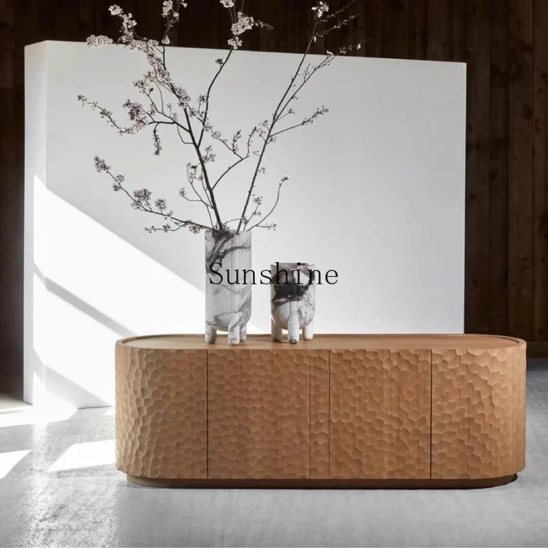 Medieval style solid wood hammer pattern design Nordic dining side TV cabinet creative entrance storage  FT