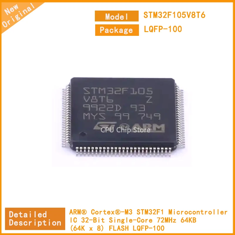 5Pcs/Lot  New Original STM32F105V8T6 STM32F105 STM32F Microcontroller IC 32-Bit Single-Core 72MHz 64KB (64K x 8) FLASH  LQFP-100