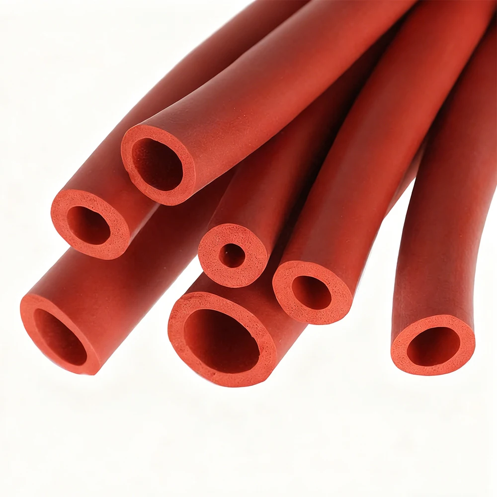 1-3 Meter ID 3-13mm Red High Temperature Resistant Foam Silicone Strip Hollow Waterproof Strip Car Door And Window Sealing Strip