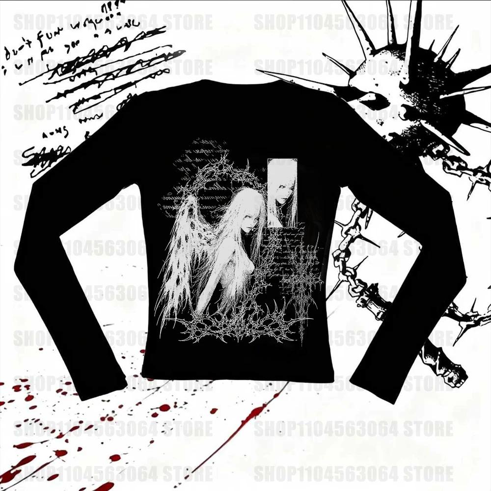 Grunge Clothes for Women Clothing Female Long Sleeve Shoujo Girl Style Baby Tees Y2k Tops Women's T-shirts Harajuku Kawaii Kpop