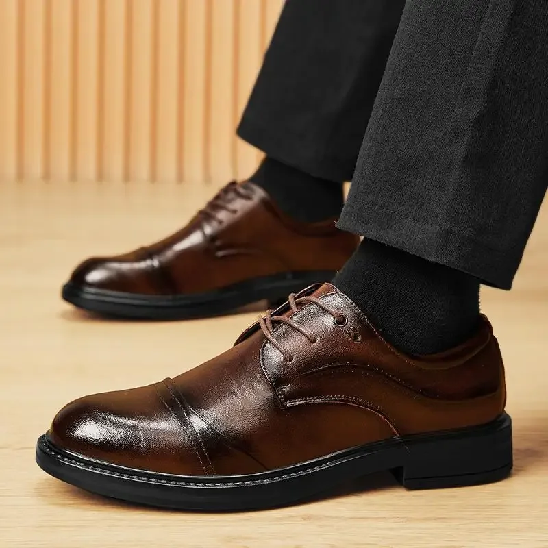 Herren schuhe klassisches britisches Business kleid Herren lässig Leder schwarz Bräutigam Hochzeits anzug Flut