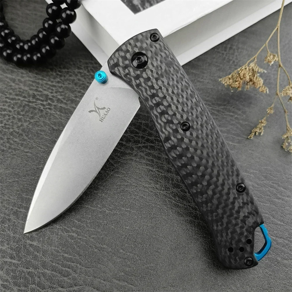 Carbon Fiber Handle HUAAO 535 Axis Pocket Folding Knife D2 Blade Outdoor Hunting Hot Knife Tactical Camping EDC Tool