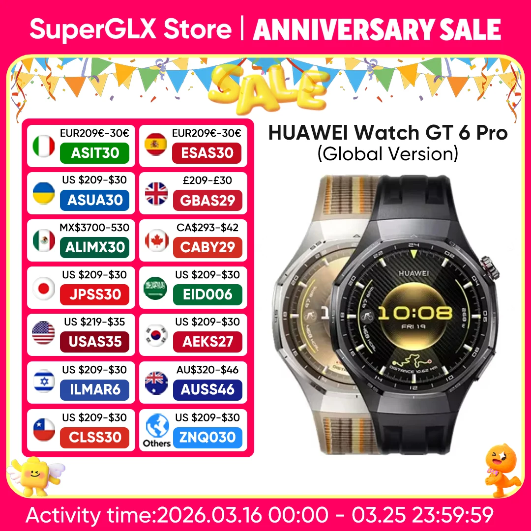 Global Version HUAWEI Watch GT 6 Pro 46mm Smartwatch 1.47" AMOLED Screen GPS Bluetooth call Compatible with iOS & Android NFC