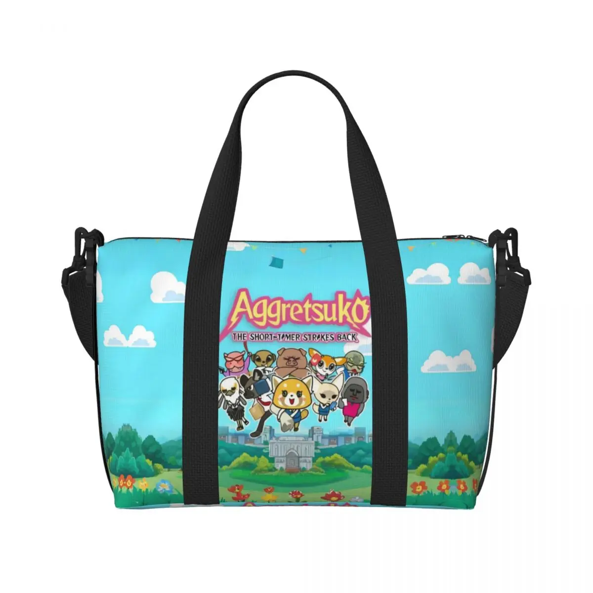 

Custom Large Japan Anime Aggretsuko Cartoon Tote Bag for Women Shoulder Shopper Gym Beach Travel Bag