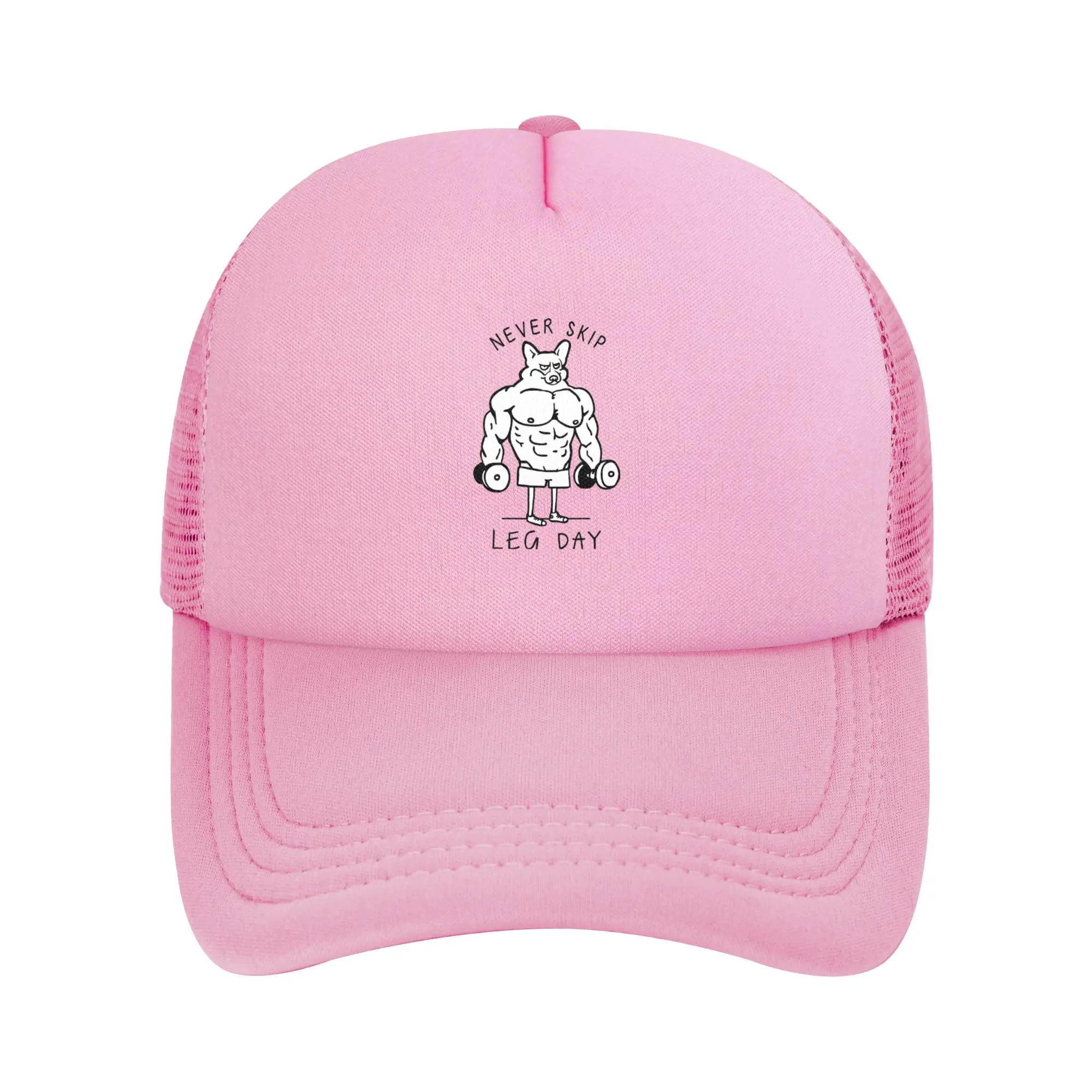 Never Skip Leg Day Corgi  Trucker Hats Unisex  Hats Trucker Hat Sun Hats Adjustable Polyester Mesh Baseball Caps Summer