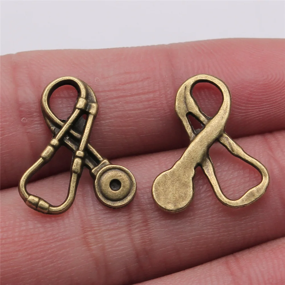 WYSIWYG 10pcs 16x20mm Antique Bronze Color Medical Stethoscope Charms Pendant For DIY Jewelry Making Jewelry Craft Findings