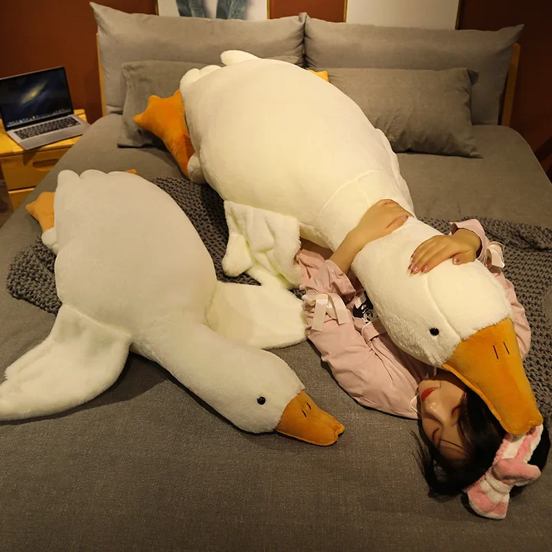 Huge Size 50-190CM Big Duck Plush Pillow Dolls Lovely Goose Plush Mat Stuffed Soft Sleeping Cushion Creative Gift for Children