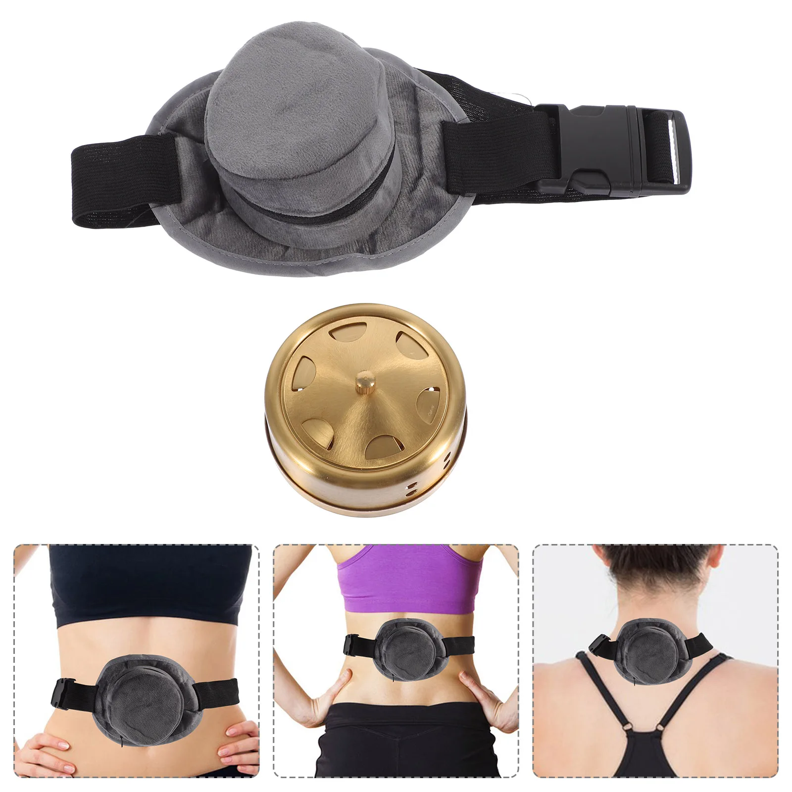 

Moxibustion Box Copper Moxa Tool Portable Smokeless Insulated Cloth Belly Acupuncture Point Ventilation Adjustable Pain Area