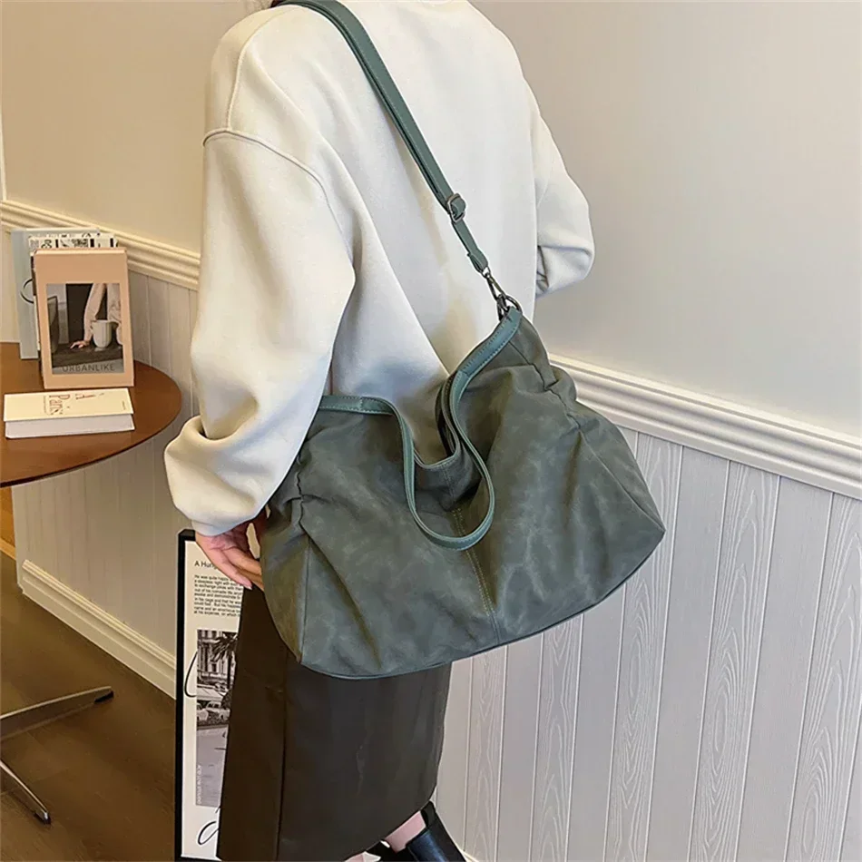 Retro Design Suede Leather Shoulder Bags for Women 2024 Big Armpit Bag Female Crossbody Bag Handbags Casual Totes Shopping Bag