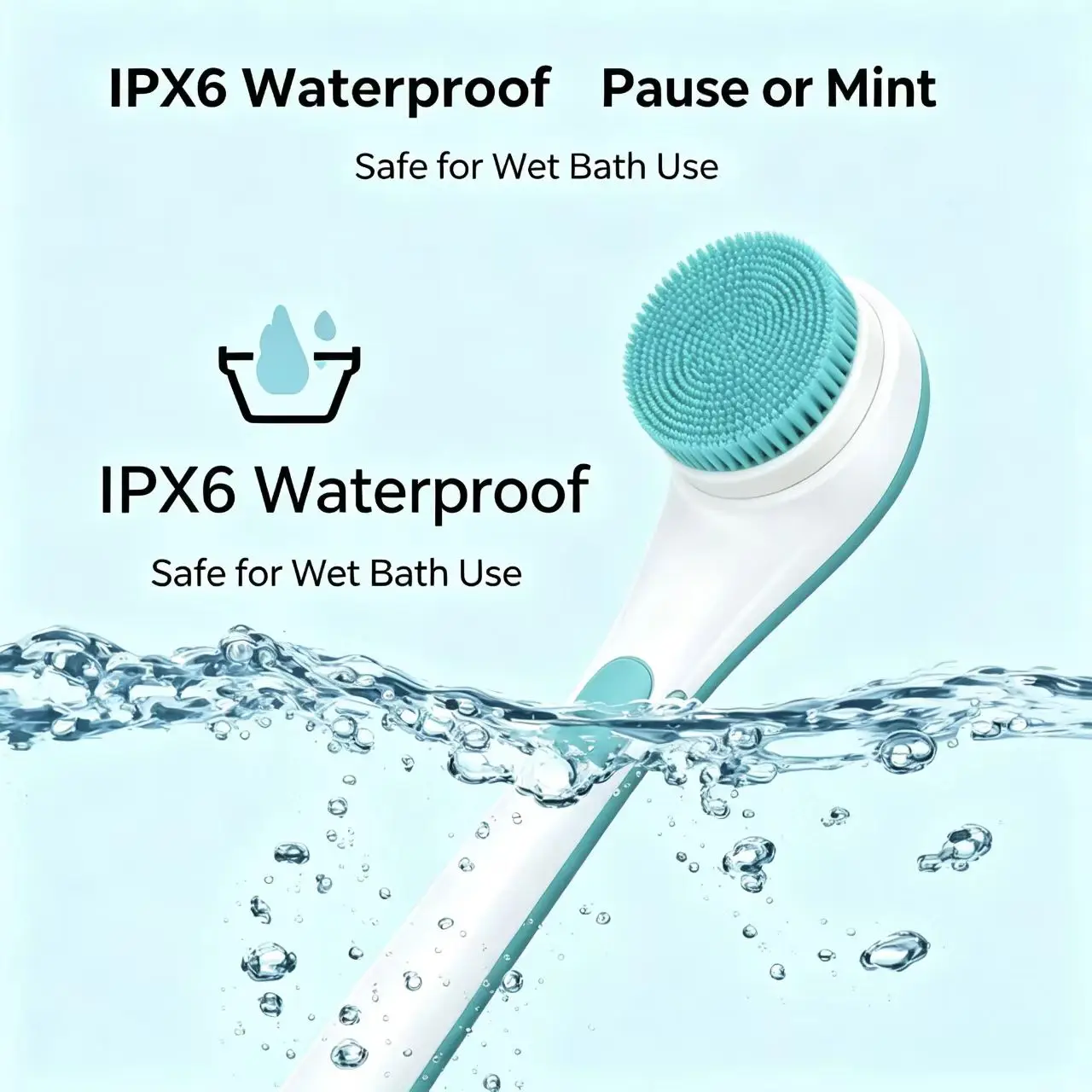 Electric Long-Handle Bath Brush Multi-Functional Waterproof Body Back Cleansing Tool for Personal Back Scrubbing Battery Powered