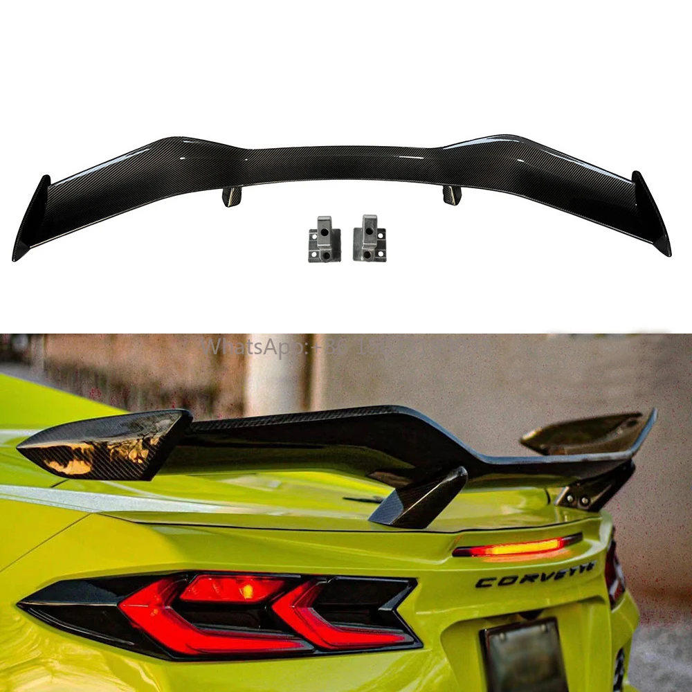 

New Arrival Wet Carbon Fiber Rear Trunk Wing for Corvette C8 Z06 Single Deck Ducktail Rear Spoiler Wing