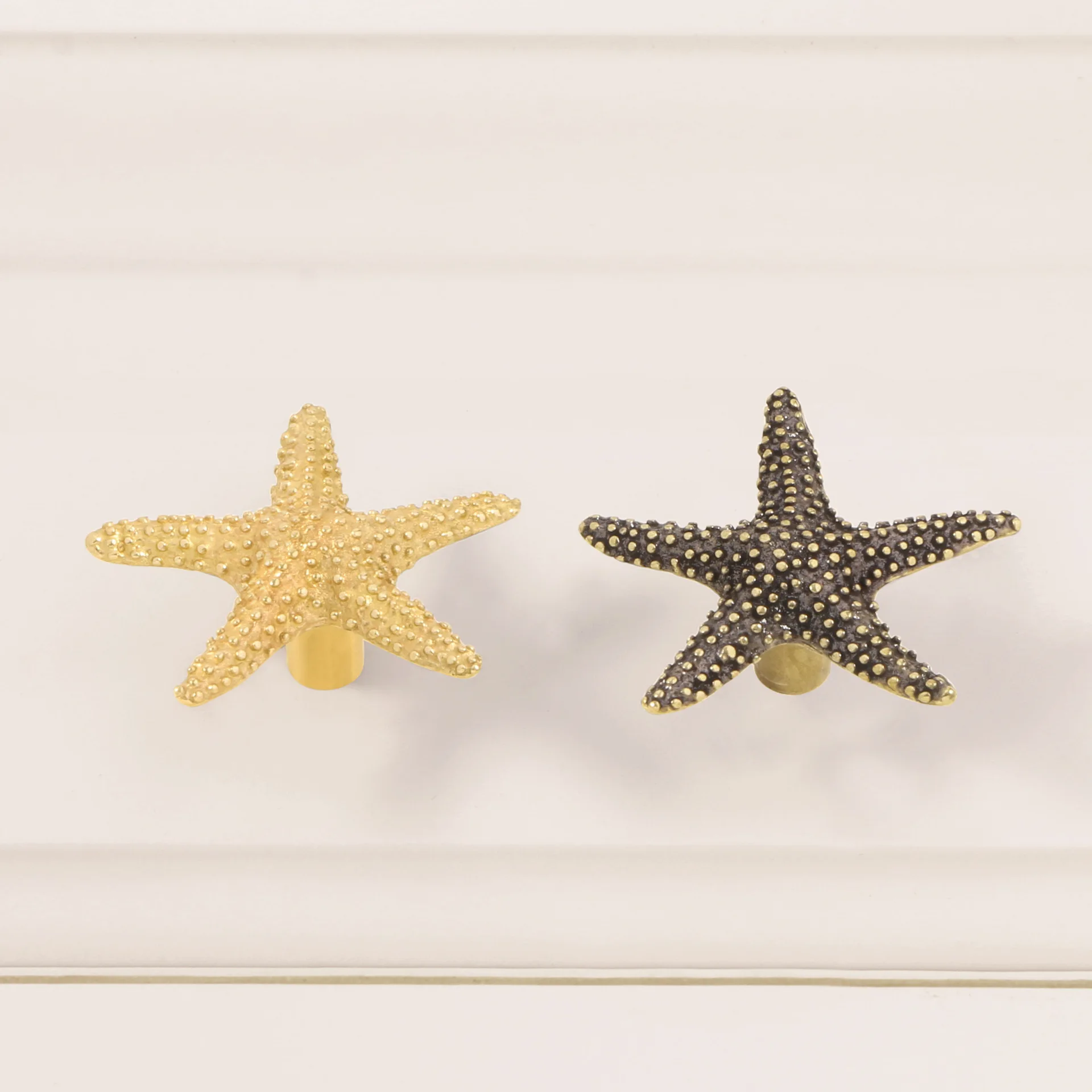 Vintage Ocean Starfish Door Metal Handle Knobs Brass Knobs Decorative Marine Life Cabinet Pulls Drawers DIY