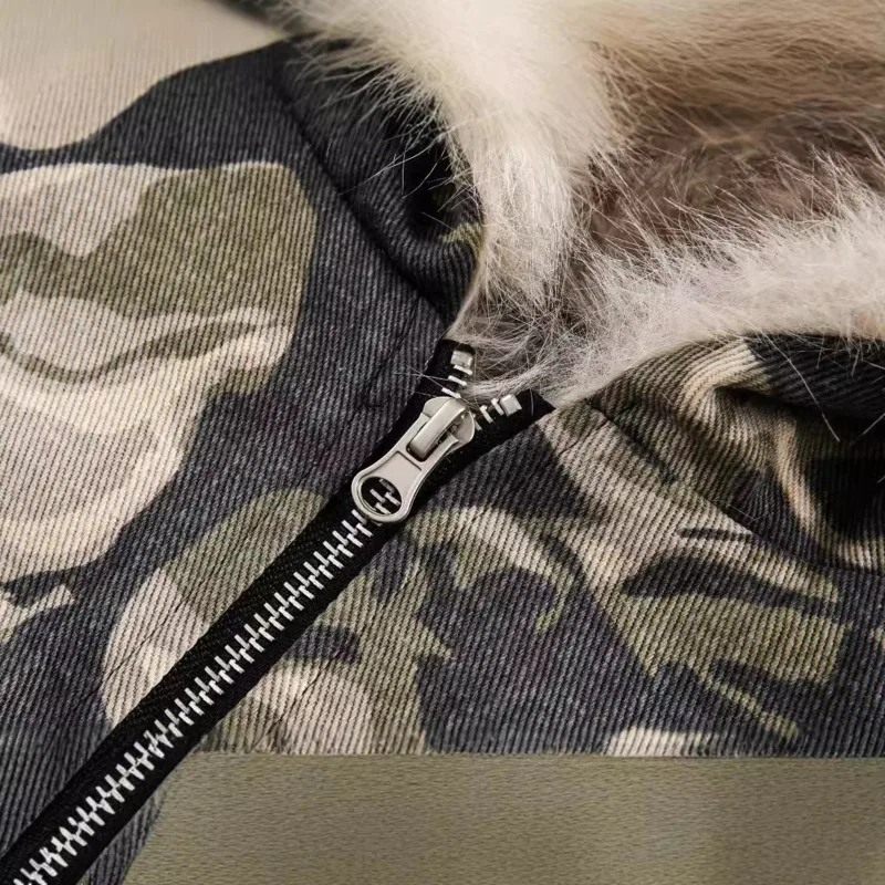 HKSH 2025 خريف شتاء جديد رجل المد الشرير شارع العليا التمويه الفراء طوق سترة شيك Ins مبطن معاطف دافئة التمويه HK13061