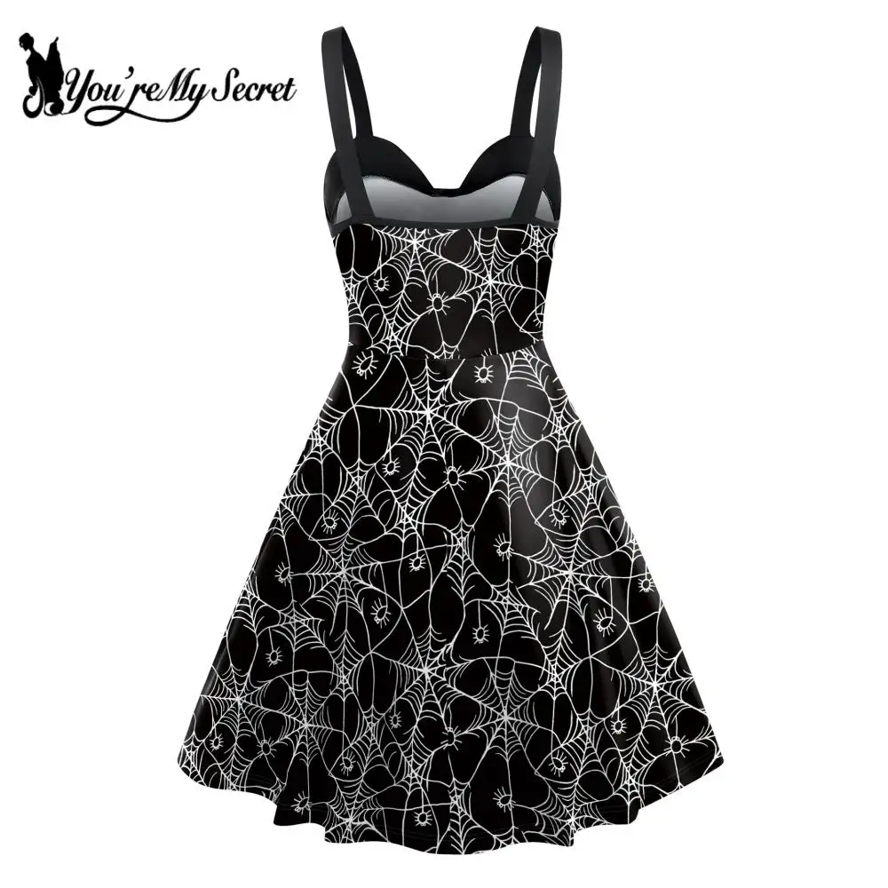 [You're My Secret] Women Bat Spider Web Print Dress Summer Sleeveless Camisole Dresses Halloween Party Costume Daily Streetwear view 2