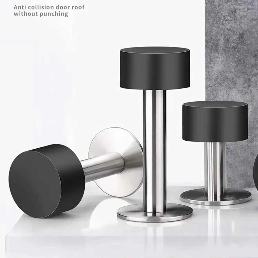 

Non Punch/Punch Door Suction Stainless Steel Rubber Door Stopper Anti-collision Wall Mounted Floor Holder Door Hardware