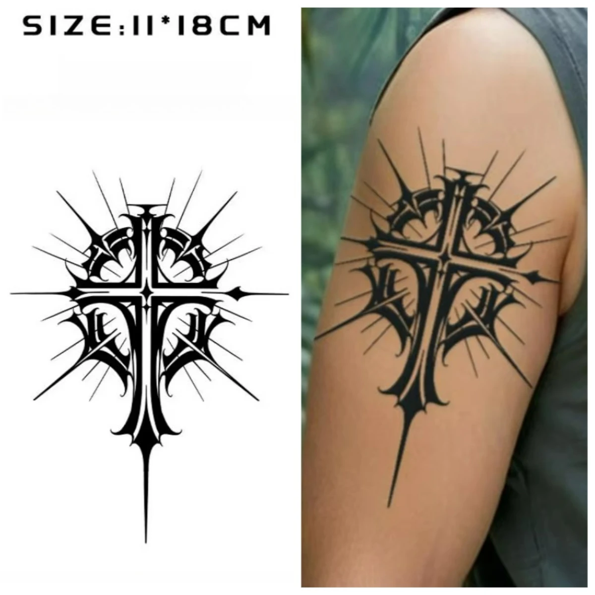 

Holy Light Cross Temporary Tattoos,Tattoo Stickers,Waterproof Long-Lasting 15 Days,Semi-Permanent Fake Tattoo,body art Men Women