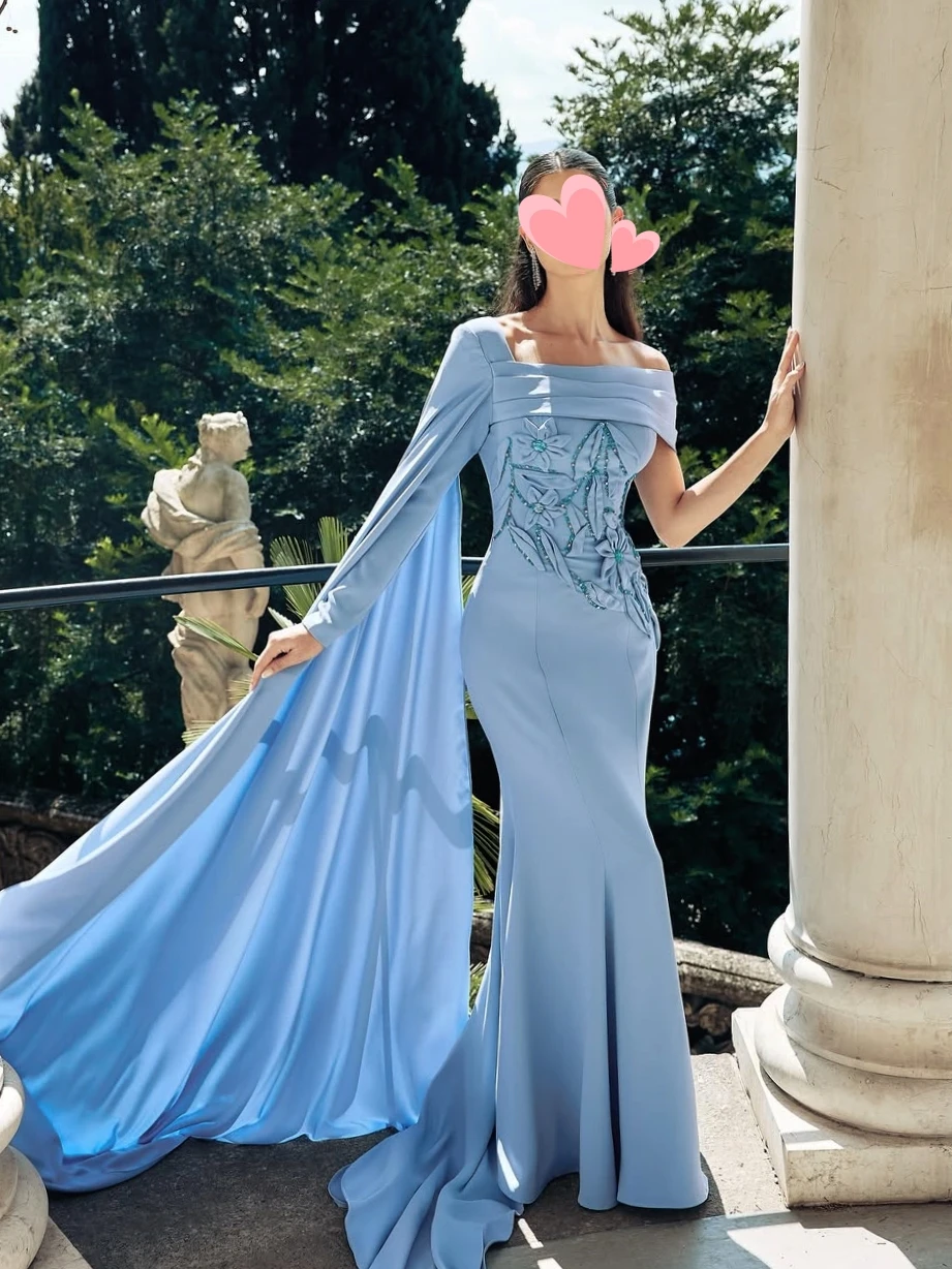 

Oisslec Dress Elegant Vintage Sweet Blue Mermaid Beads Stylish New Customize Formal Occasion Prom Dress Evening Party Gowns