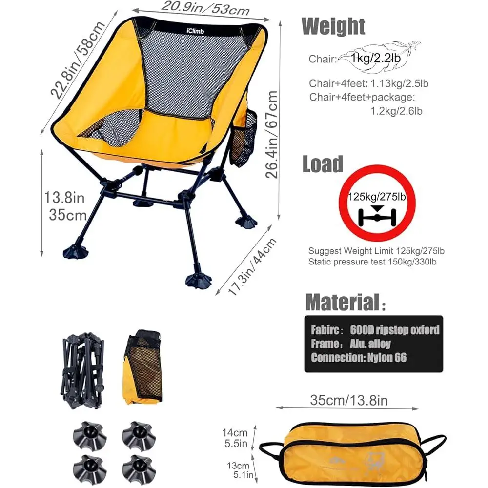 Kursi Pantai Lipat Berkemah Kompak Ultraringan Kaki Anti-tenggelam Jaring Penopang Punggung Ergonomis Kursi Luar Ruangan Ringan Portabel