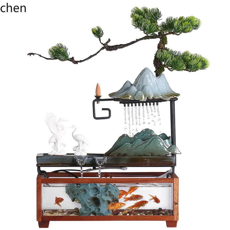 

ZML ecological cycle, flowing water makes money, small fish tank, living room, office desktop creative ornament