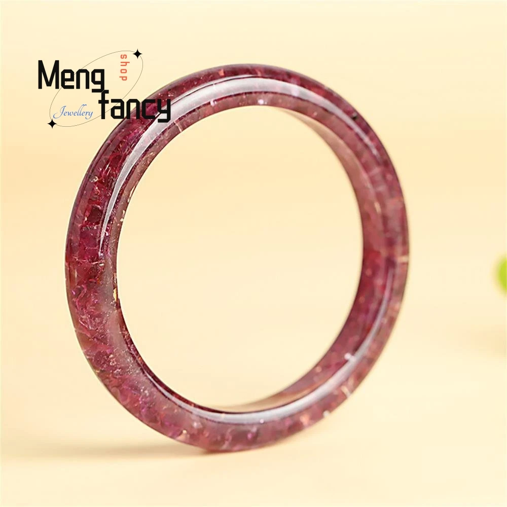 

Natural Brazilian Wine Red Garnet Crushed Ice Bangle Sexy Young Girls High-grade Fashion Jewelry Couple Exquisite Holiday Gifts