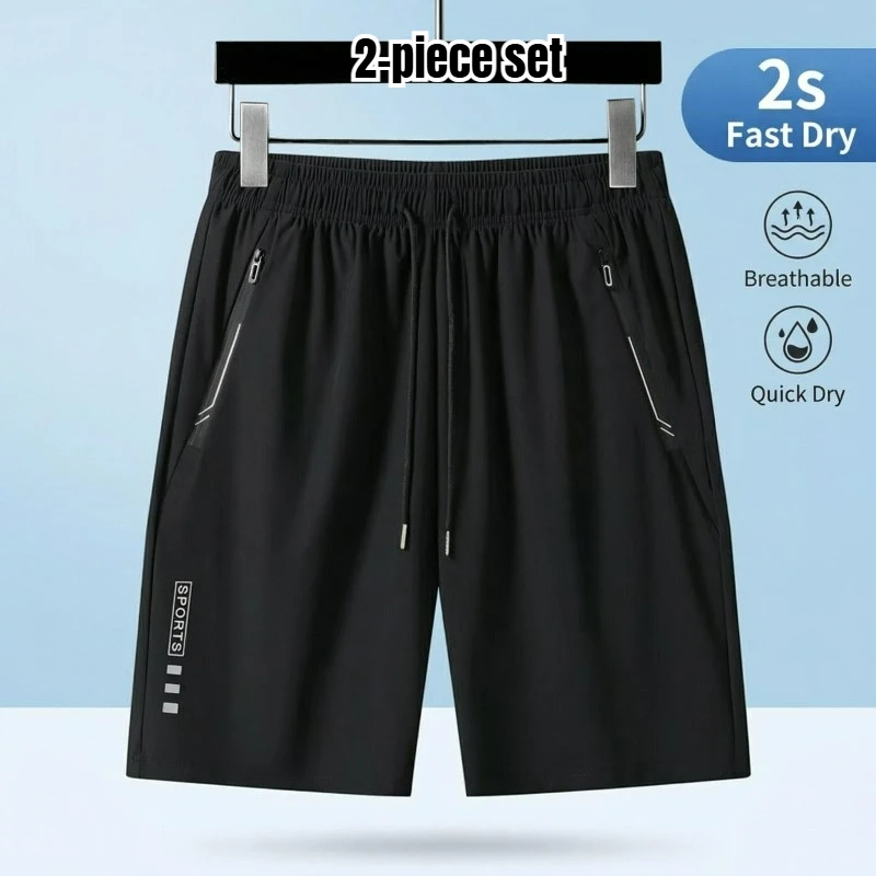 

Maxbarley Shorts Men Casual Summer Quick Dry Sweatpants Basic Simple Zip Pocket High Waist Leisure Streetwear Running Bermuda