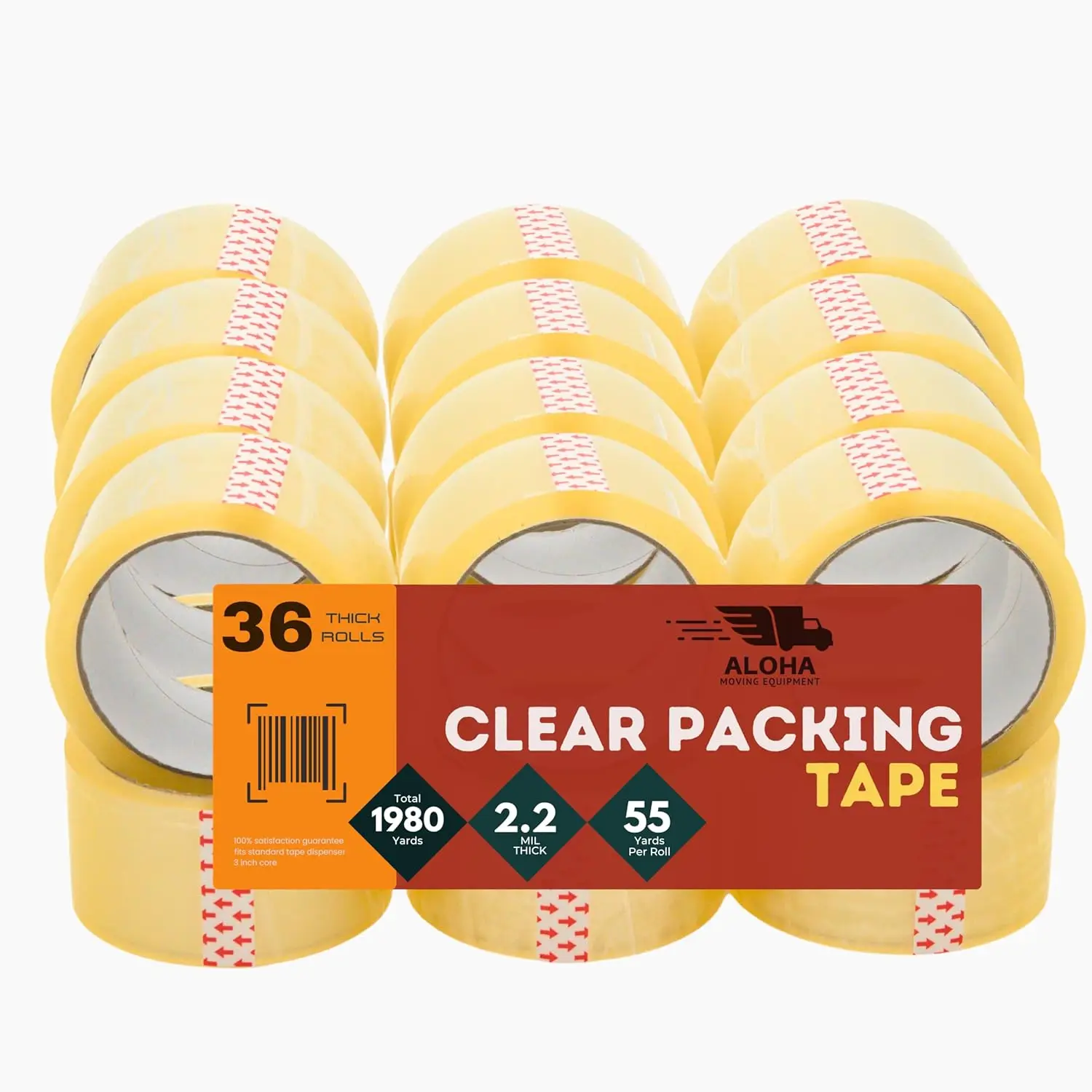 

Clear Packing Tape – Heavy Duty Shipping Tape for Box Packaging & Moving – 2.2mil Thick, 2-inch Wide Mailing Tape – 3