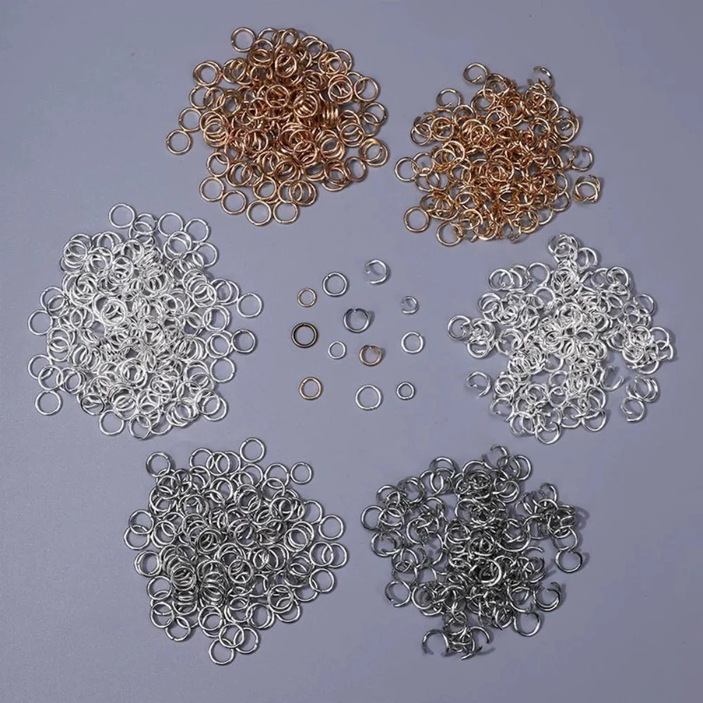 2000pcs Randomly Open Jump Rings & Flat Jump Rings - Ancient-Style Silver/Gold Plain Rings DIY Bracelet Necklace Cord Accessorie