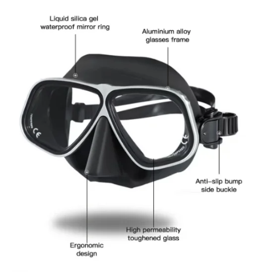 Diving Mask Plastic-Alloy Frame Scuba Equipment Snorkeling Goggles Tempered Glass