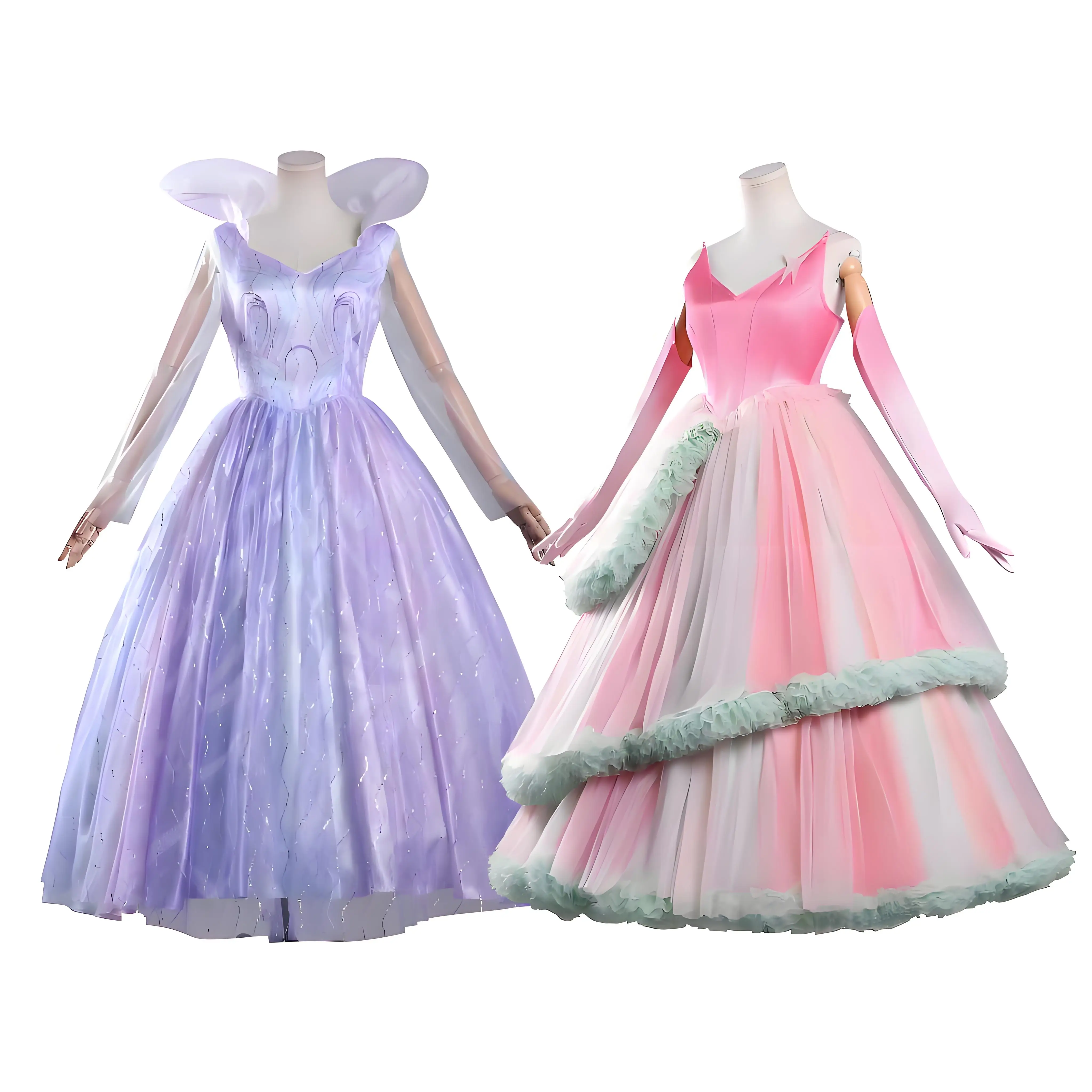 

Wicked 2 Glinda Cosplay Costume Long Fancy Gown Dress Elphaba Women Halloween Party Role Play Suit Stage Performanc Clothing