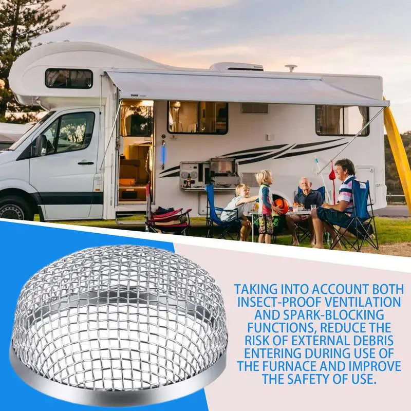 RV فرن تنفيس الشاشة 2 قطع الفولاذ المقاوم للصدأ RV سخان تنفيس غطاء السيارات الستائر لغرفة المعيشة مقطورة وقوف السيارات السفر