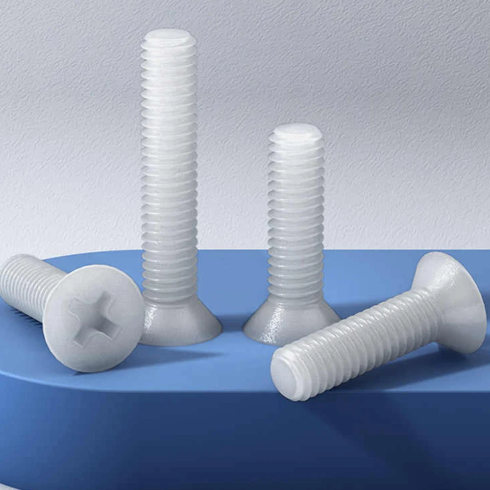 30–100 Stück Nylon Phillips Senkkopf M2,5 M3 M4 M5 M6 M8 Schwarz/Weiß Flachkopfschraube Isolierung Kunststoff PA66 Schraubenlänge 6–40 mm