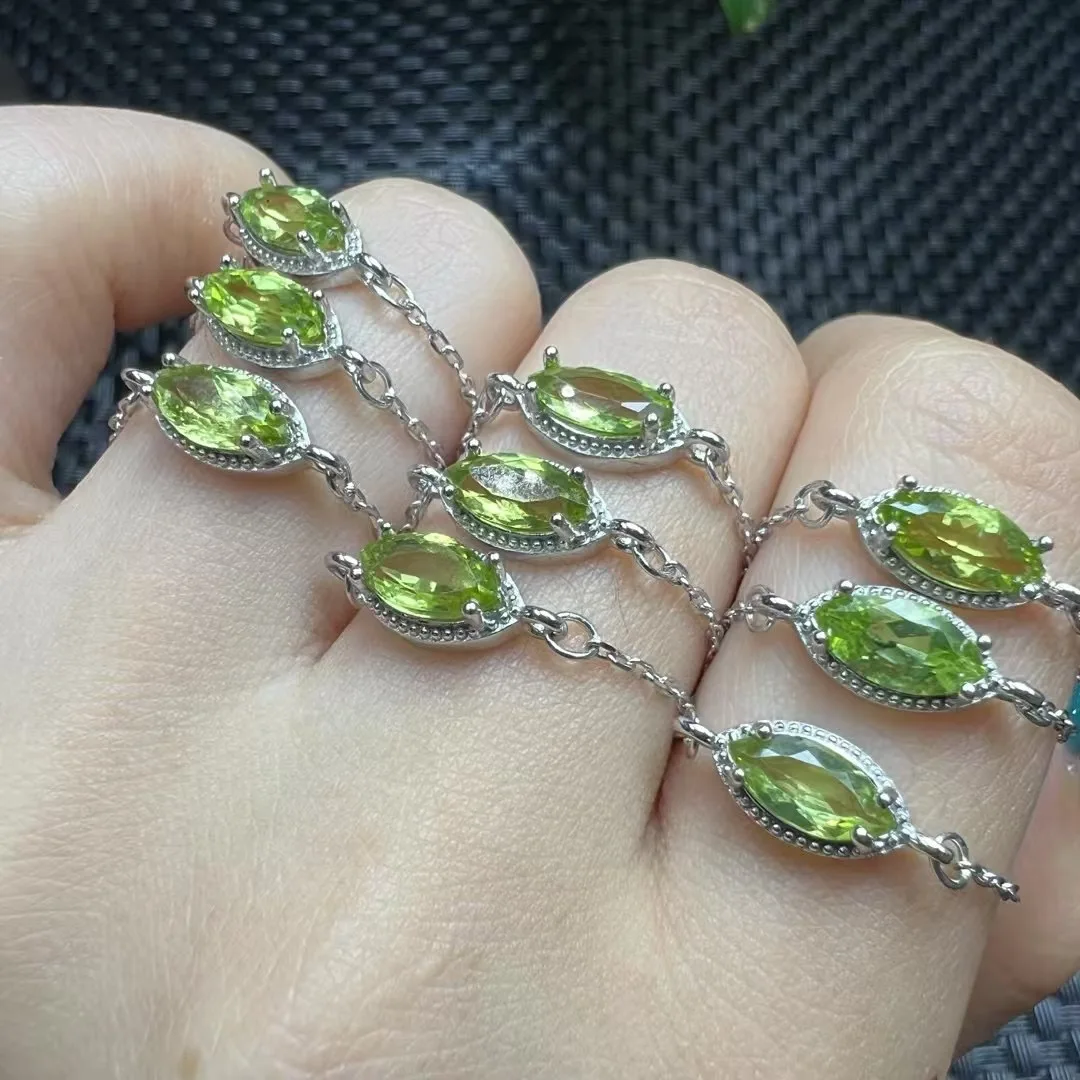 

1 Pc Fengbaowu Natural Peridot Ring 925 Sterling Silver Cabochon Marquise Horse Eye Shape Reiki Healing Stone Jewelry Gift Women