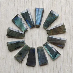 New Beautiful Natural Labradorite stone cut faceted trapezium pendants for jewelry making gifts free shipping Wholesale 12pcs