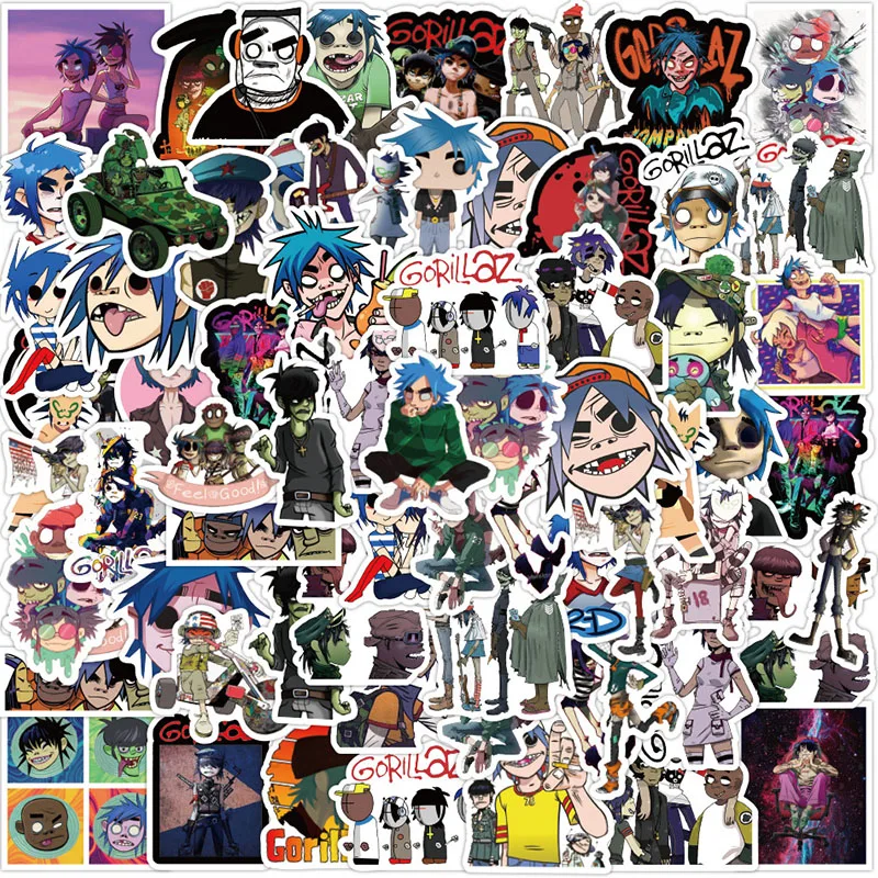 

52PCS Gorillaz DIY Cartoon Stickers Phone Trunk Refrigerator Waterproof Anime Stickers Anime Figure Image Toys Sticker Gift
