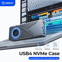 ORICO USB4 40Gbps Enclosure with Cooling Fan 8TB PCIe4.0 NVME Enclosure Aluminum Compatible Thunderbolt 3/4 for mac mini iMac