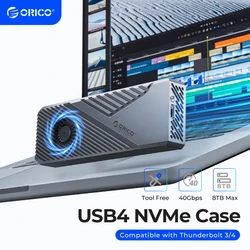 ORICO USB4 40Gbps Enclosure with Cooling Fan 8TB PCIe4.0 NVME Enclosure Aluminum Compatible Thunderbolt 3/4 for mac mini iMac