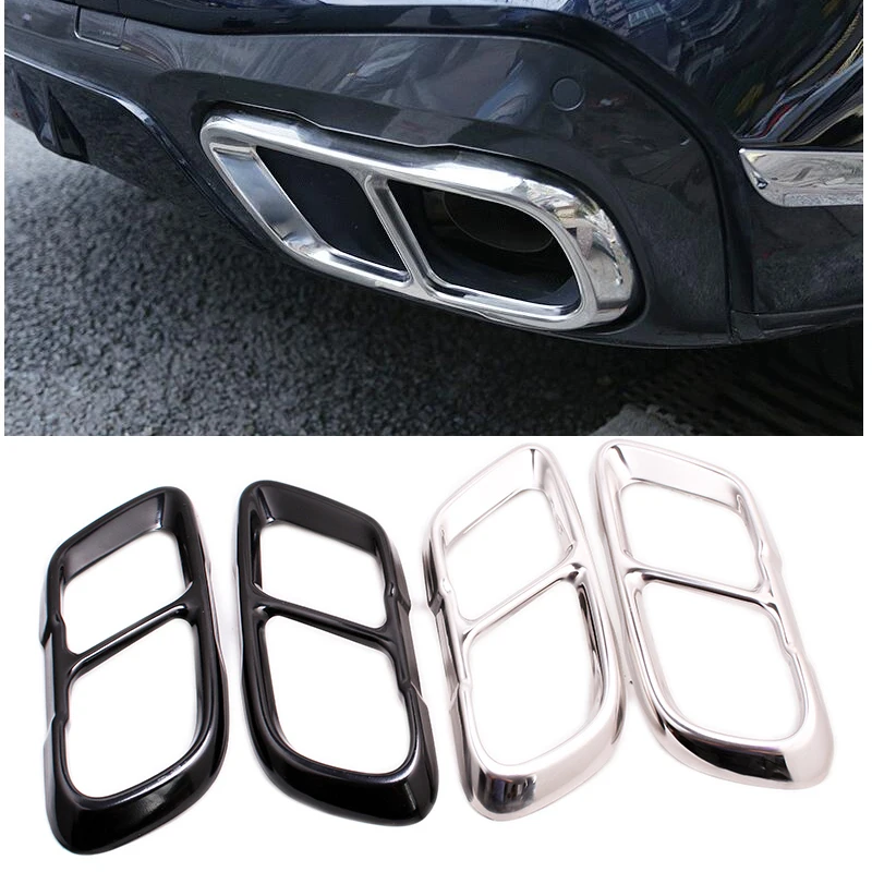 

2Pcs/Sets Glossy Black Aluminum alloy Rear Dual Pipe Exhaust Outputs Mufflers Cover For BMW X5 G05 X7 G07 2019 2020 2021