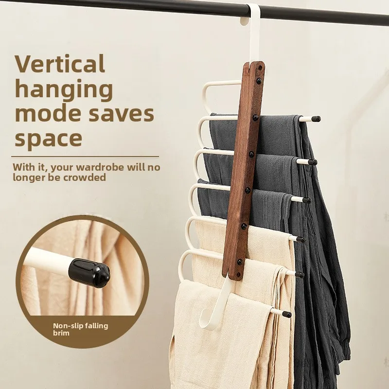 Folding pants rack multifunctional multi-layer scarf tie hanger household non-marking pants clip closet storage